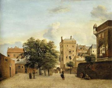 View of a Small Town Square Artwork by Jan van der Heyden