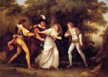 Valentine Rescues Silvia in 'The Two Gentlemen of Verona' Artwork by Angelica Kauffmann