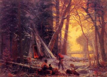 Moose Hunters' Camp Artwork by Albert Bierstadt