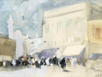 A Market in Karachi, Pakistan Artwork by Hercules Brabazon Brabazon