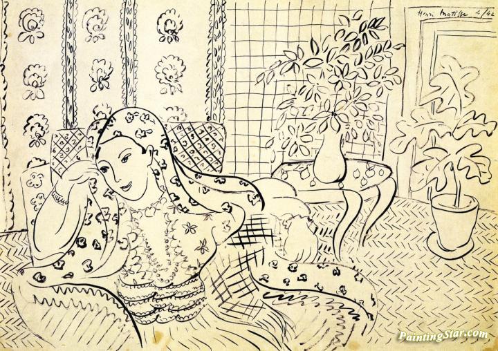 Odalisque In Black Armchair Artwork by Henri Matisse