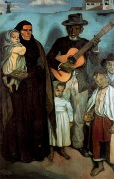 Spanish street musician and his family Artwork by Émile Bernard