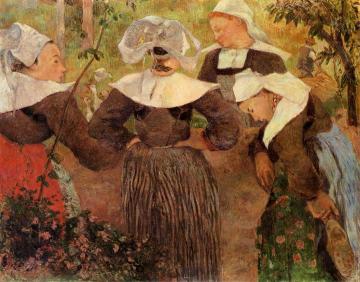 Four Breton Women Artwork by Paul Gauguin
