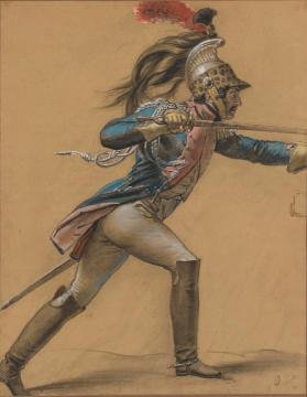 A French Dragoon, Study For ''the Revolt Of Cairo'' Artwork by Anne-Louis Girodet de Roussy-Trioson