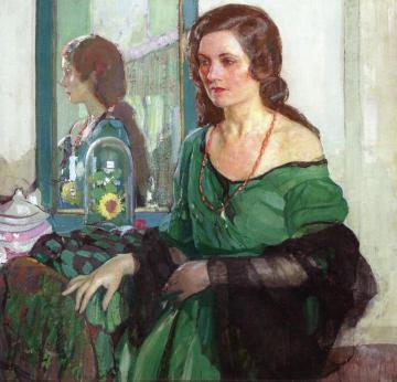 Lady in Green Artwork by Richard Edward Miller
