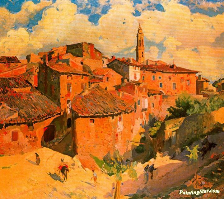 El pueblo de los avellanos Artwork by Joaquin Mir Trinxet