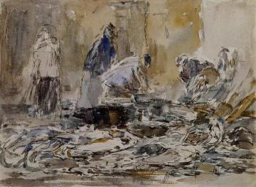 Fish Market Artwork by Eugène-Louis Boudin