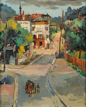 Parisian Street Scene Artwork by Lucien Adrion