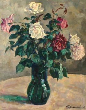 Roses in a Jug Artwork by Pyotr Konchalovsky
