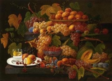 Fruit and Lemon Water Artwork by Severin Roesen