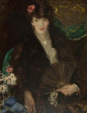 Lady with Fan Artwork by Francis Campbell Boileau Cadell