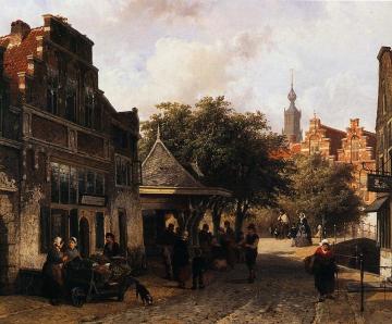 View of Oudewater Artwork by Cornelius Springer