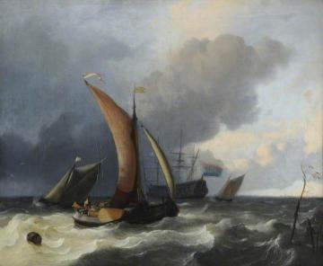 Dutch Sailing Boats in a Rough Sea Artwork by Ludolf Bakhuizen