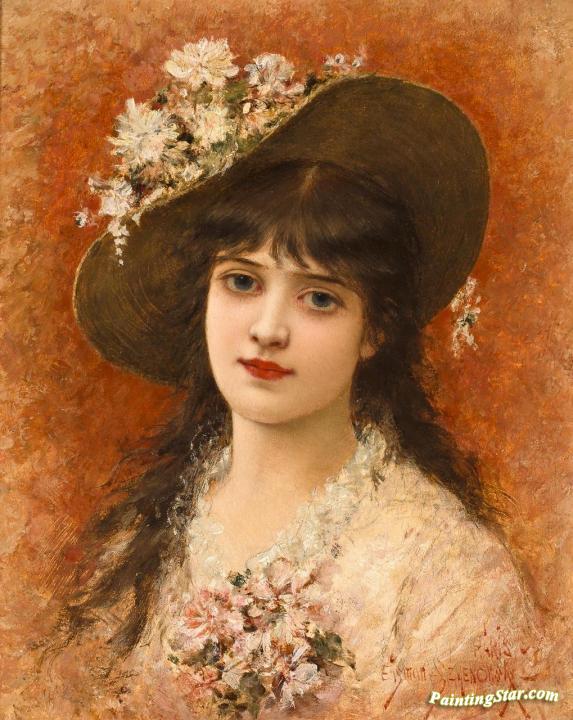 Girl with Hat Artwork by Emile Eisman-Semenowsky