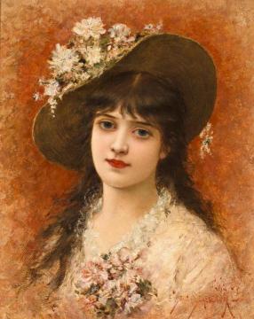 Girl with Hat Artwork by Emile Eisman-Semenowsky