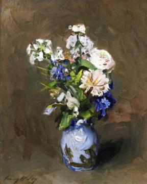 Bouquet In A Blue Vase Artwork by Irving R. Wiles
