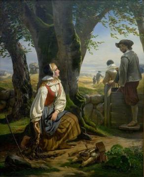 Kirsten Svendsdatter Finds the Gold Horn at Gallehus on 20th July 1639 Artwork by Niels Simonsen