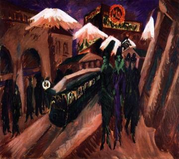 Leipziger Straße mit elektrischer Bahn Artwork by Ernst Ludwig Kirchner