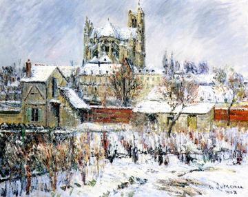 Auxerres in the Snow Artwork by Gustave Loiseau