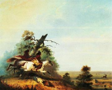 Elk Swimming The Platte Artwork by Alfred Jacob Miller