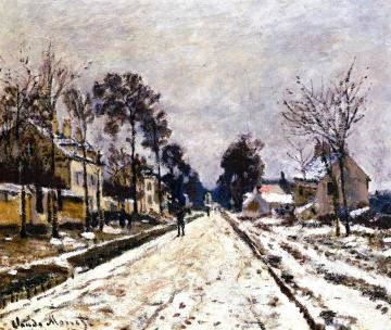 Road at Louveciennes, Snow Effect Artwork by Claude Oscar Monet