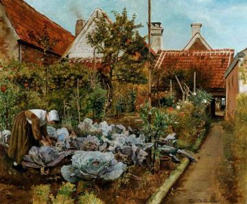 A Flemish Kitchen Garden Artwork by Henri de Braekeleer