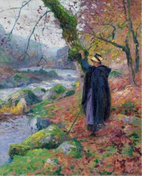 Peasant Girl at the Riverbank Artwork by Paul Madeline