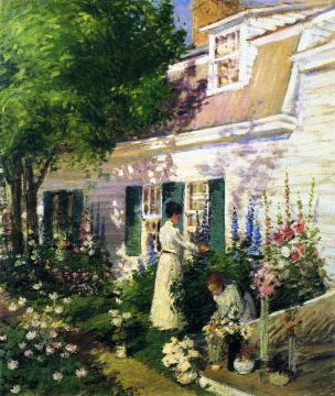 Among The Hollyhocks Artwork by Dwight Blaney