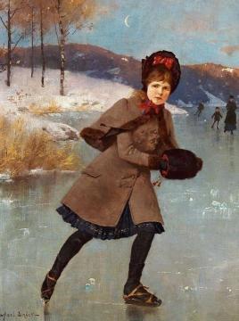 Young girl on a frozen lake, Norway Artwork by Axel Hjalmar Ender