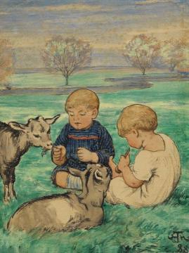Children At Play Artwork by Hans Thoma