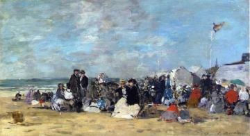 Beach Scene at Trouville Artwork by Eugène-Louis Boudin