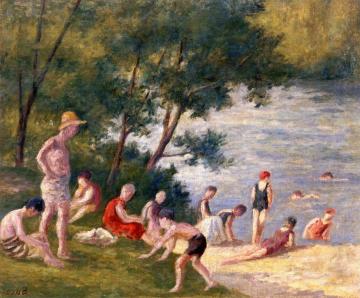 Bathing at Méricourt Artwork by Maximilien Luce