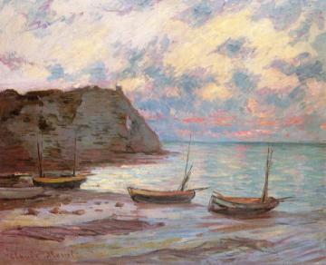 Sunset At Etretat Artwork by Claude Oscar Monet