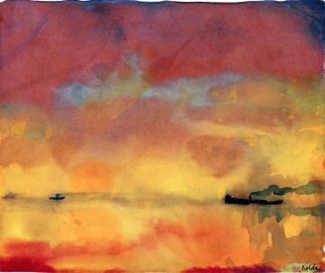 Yellow Sea With Small Steamships Artwork by Emil Nolde