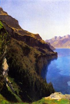 Cliffs of Seelisberg, Lake Lucern Artwork by Alexandre Calame