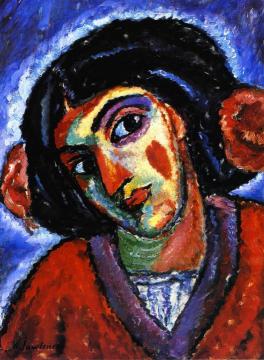 Inclined Head of a Woman Artwork by Alexej Jawlensky