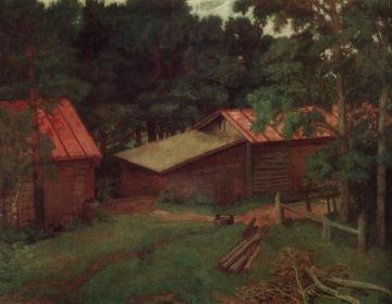 Red Roofs Artwork by Nikolai Krymov