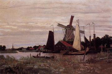 A Windmill at Zaandam Artwork by Claude Oscar Monet