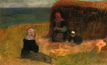 Breton Women witih Haystack Artwork by Henry Moret
