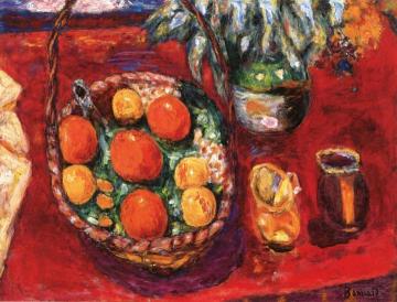 Basket of Fruit: Oranges and Persimmons Artwork by Pierre Bonnard