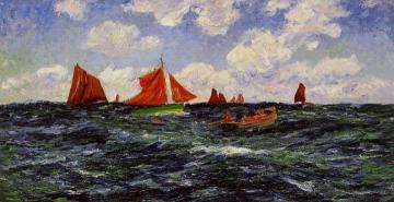 Fishing Boats off the Coast Artwork by Henry Moret