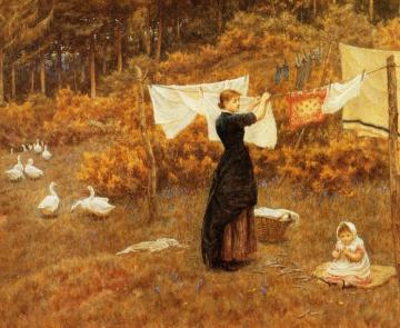 The Clothes Line Artwork by Helen Allingham