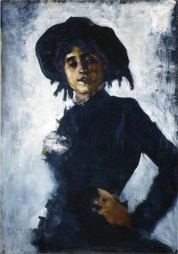 Portrait of a Lady in a Black Hat Artwork by Ralph Wormsley Curtis