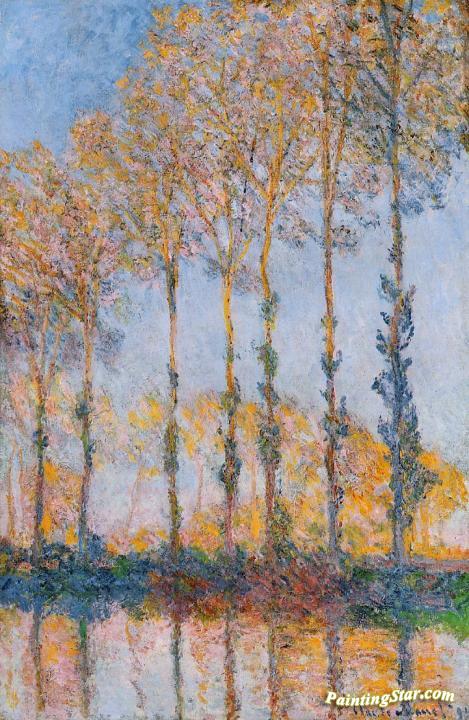 Poplars, White and Yellow Effect Artwork by Claude Oscar Monet