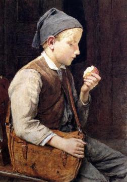 Boy Eating An Apple Artwork by Albert Anker