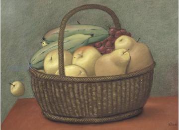 Fruit Basket Artwork by Fernando Botero