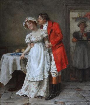 Gentleman and Maidservant Artwork by George Goodwin Kilburne