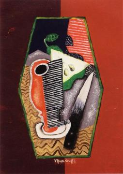 Green Pear and Knife Artwork by Louis Marcoussis