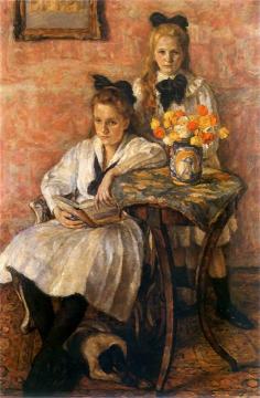 Portrait of Maria and Krystyna Mańkowskich Artwork by Jozef Pankiewicz