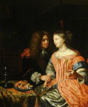 Man And Woman With A Wine Glass Artwork by Godfried Schalcken